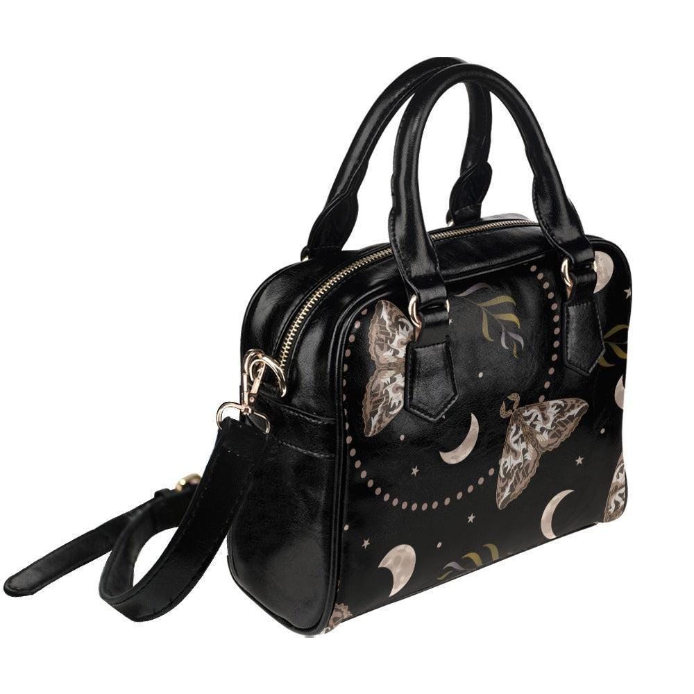 Moon Moth Handbag, Gothic Top Handle Purse, Witchy Crossbody Bag