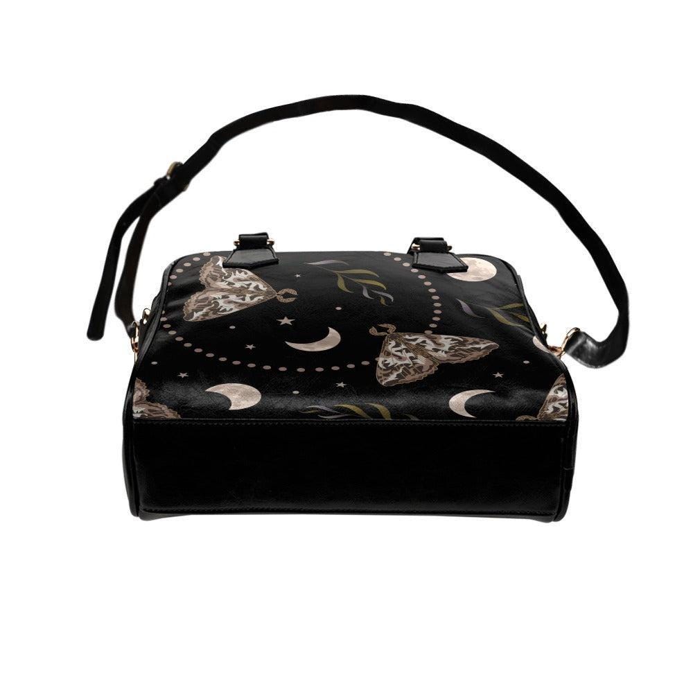 Moon Moth Handbag, Gothic Top Handle Purse, Witchy Crossbody Bag, Night Sky Gift for Her