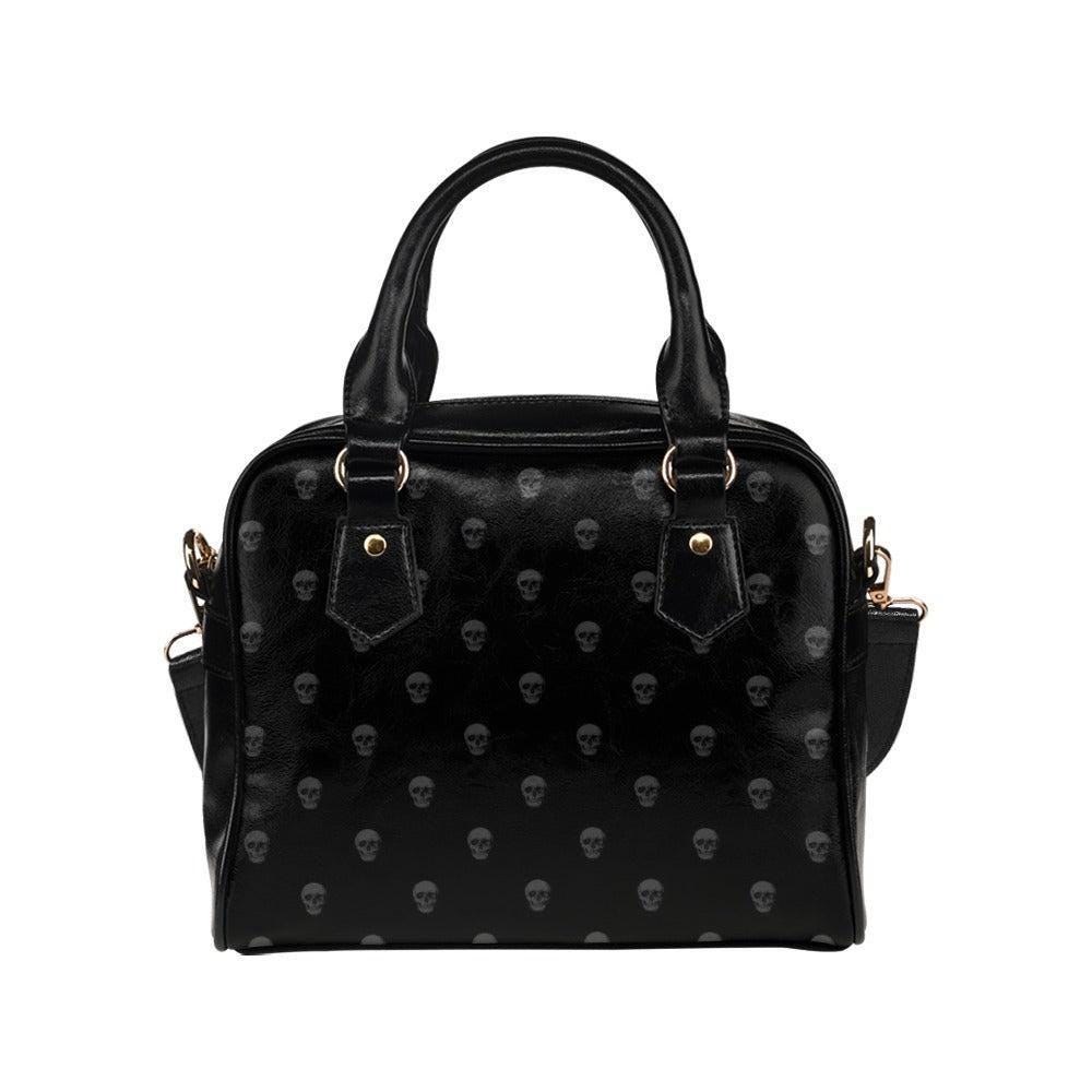 Black Mini Skull Satchel, Dark Fashion Structured Purse, Edgy Handbag