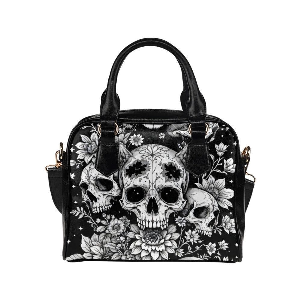 Skull Floral Handbag, Witchy Crossbody Satchel, Occult Fashion, Botanical Skull Tote, Dark Academia Bag