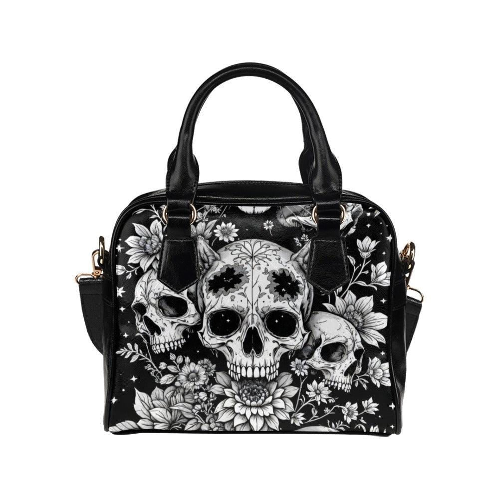 Skull Floral Handbag, Witchy Crossbody Satchel, Occult Fashion