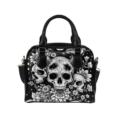 Skull Floral Handbag, Witchy Crossbody Satchel, Occult Fashion