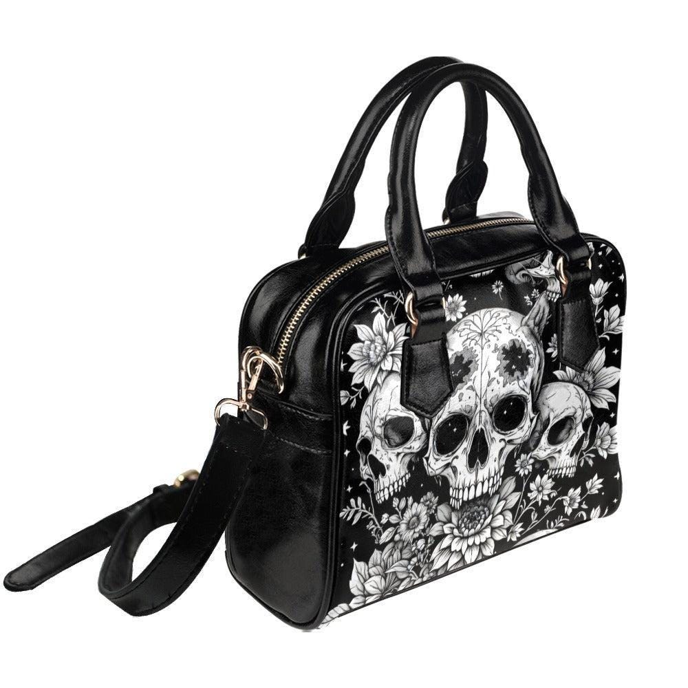 Skull Floral Handbag, Witchy Crossbody Satchel, Occult Fashion, Botanical Skull Tote, Dark Academia Bag