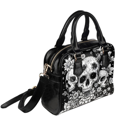 Skull Floral Handbag, Witchy Crossbody Satchel, Occult Fashion