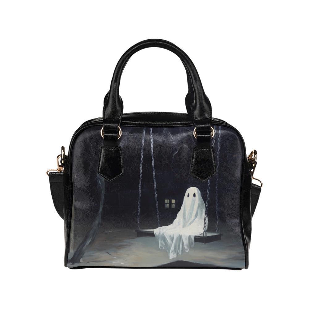 Spooky Ghost Satchel Bag for Halloween, Cute Gothic Handbag with Crossbody Strap