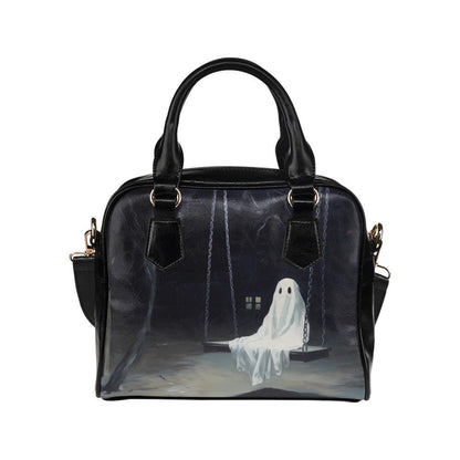 Spooky Ghost Satchel Bag for Halloween, Cute Gothic Handbag with Crossbody Strap