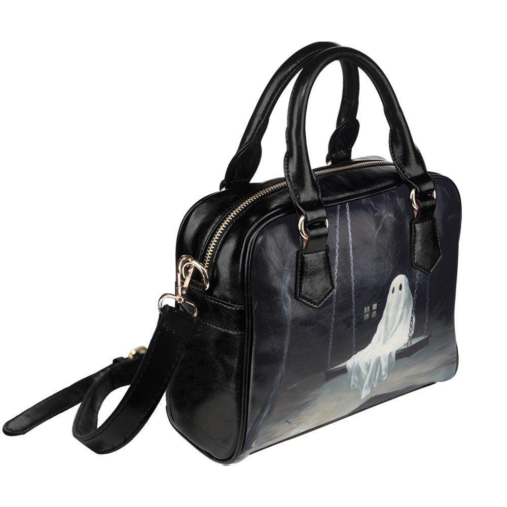 Spooky Ghost Satchel Bag for Halloween, Cute Gothic Handbag with Crossbody Strap