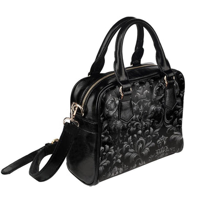 Baroque Black Satchel Bag, Victorian Gothic Faux Leather Handbag, Dark Gothic Purse