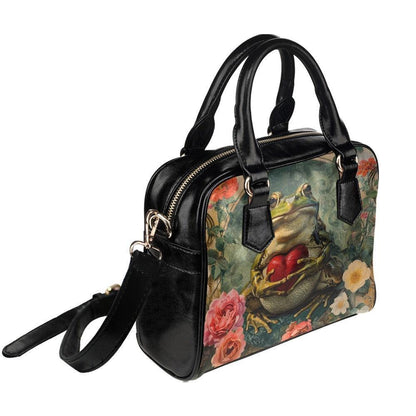 Frog Purse Floral Satchel Bag, Cottagecore Handbag for Frog Lover, Botanical Gift for Her