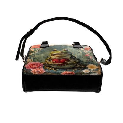 Frog Purse Floral Satchel Bag, Cottagecore Handbag for Frog Lover, Botanical Gift for Her