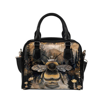 Queen Bee Satchel Purse, Floral Faux Leather Crossbody Bag, Wildflower Meadow Print