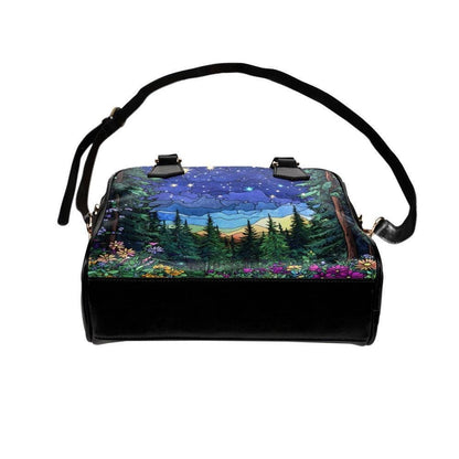 Starry forest satchel purse, mountain night handbag, outdoor crossbody