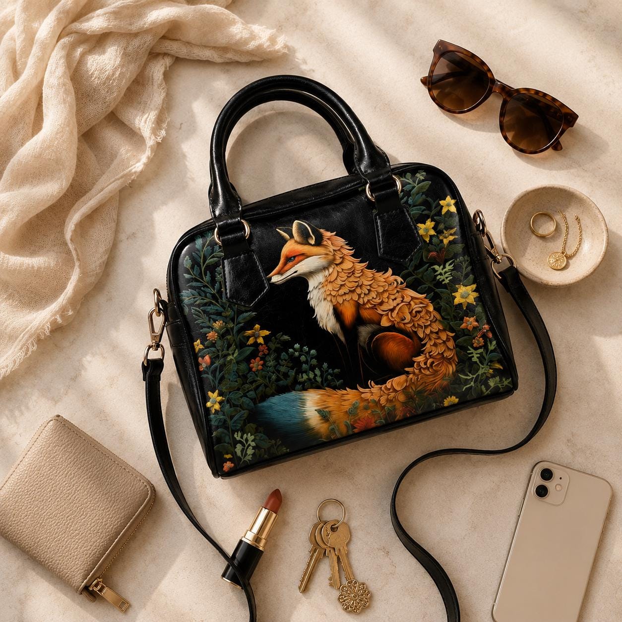 Fox Purse, Woodland Animal Handbag, Cottagecore Tote