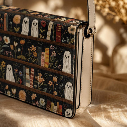 Bookish Crossbody Bag, Literary Ghost Purse, Cottage Gothic Librarian Gift