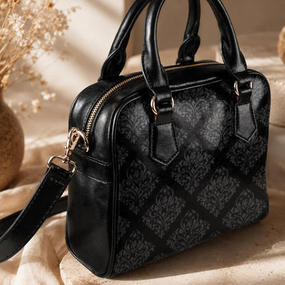 Black Damask Satchel, Dark Academia Purse, Elegant Gothic Handbag