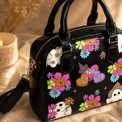 Pastel Ghost Purse, Kawaii Spooky Handbag, Candy Heart Witchy Bowler Bag