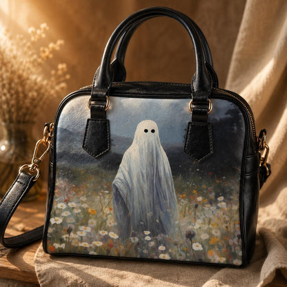 Haunted Meadow Bowler Bag, Gothic Ghost Purse, Dark Cottagecore Handbag, Moody Art Gift
