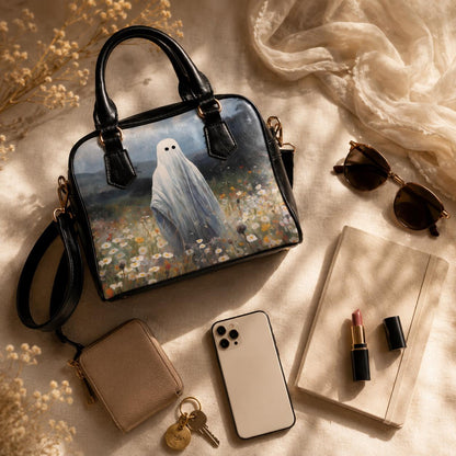Haunted Meadow Bowler Bag, Gothic Ghost Purse, Dark Cottagecore Handbag, Moody Art Gift