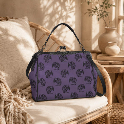 Dragon Kiss Lock Bag Purple Fantasy Handbag Statement Shoulder Purse