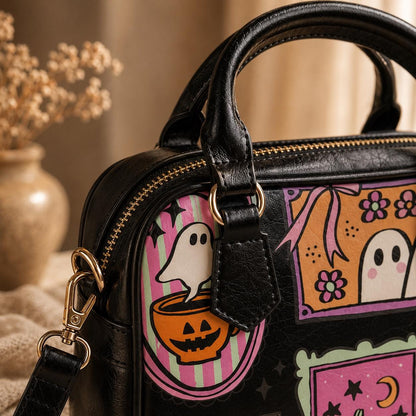 Cute Halloween Purse, Pink Ghost Handbag, Pastel Goth Satchel Bag