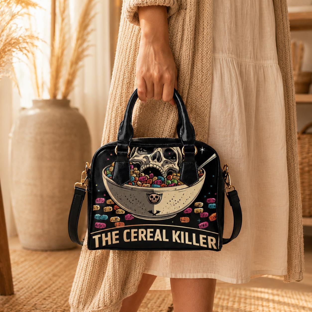Horror Comedy Purse, Cereal Killer Satchel Bag, Spooky Skull Handbag