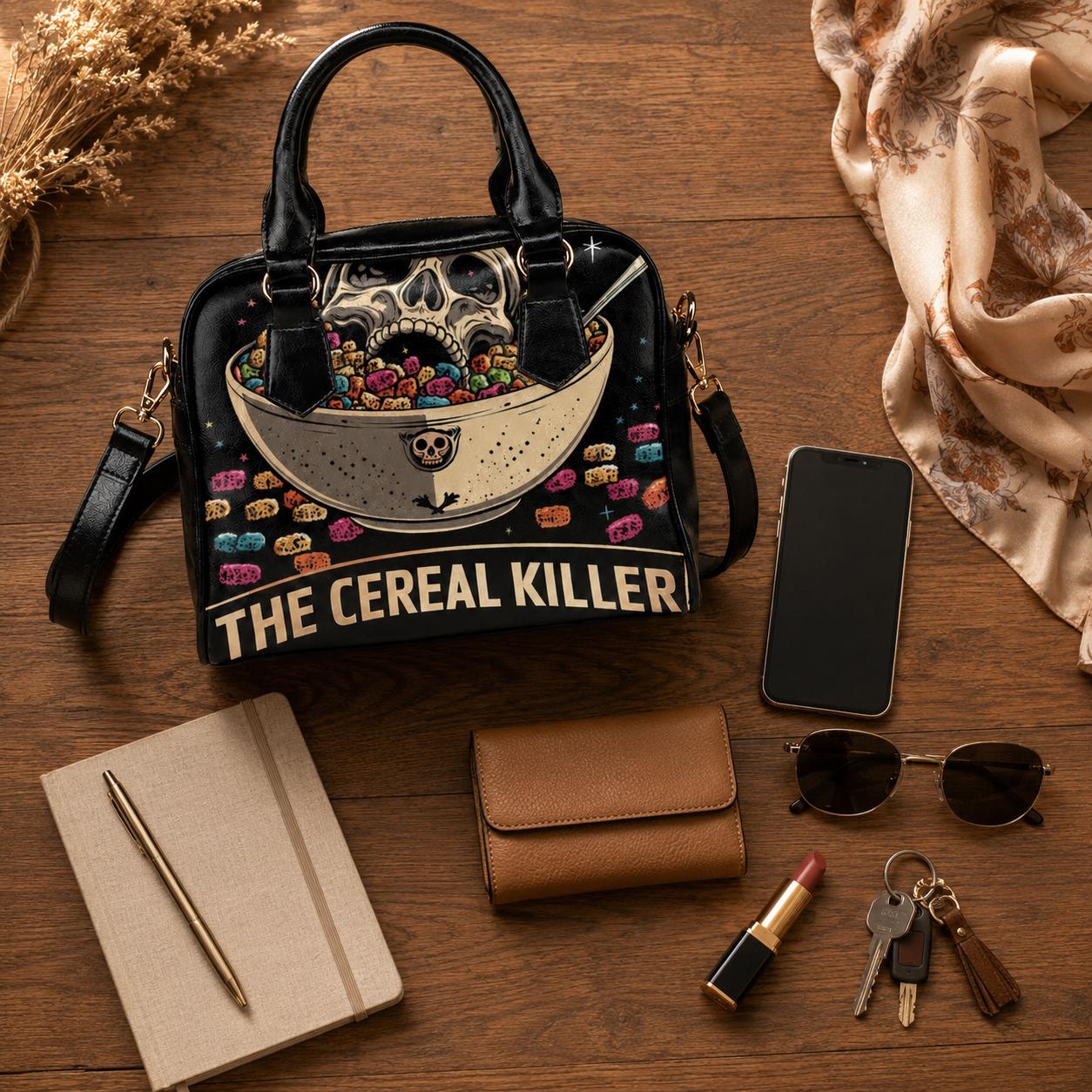 Horror Comedy Purse, Cereal Killer Satchel Bag, Spooky Skull Handbag