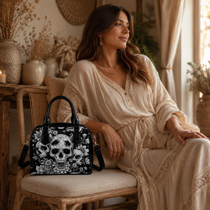 Skull Floral Handbag, Witchy Crossbody Satchel, Occult Fashion