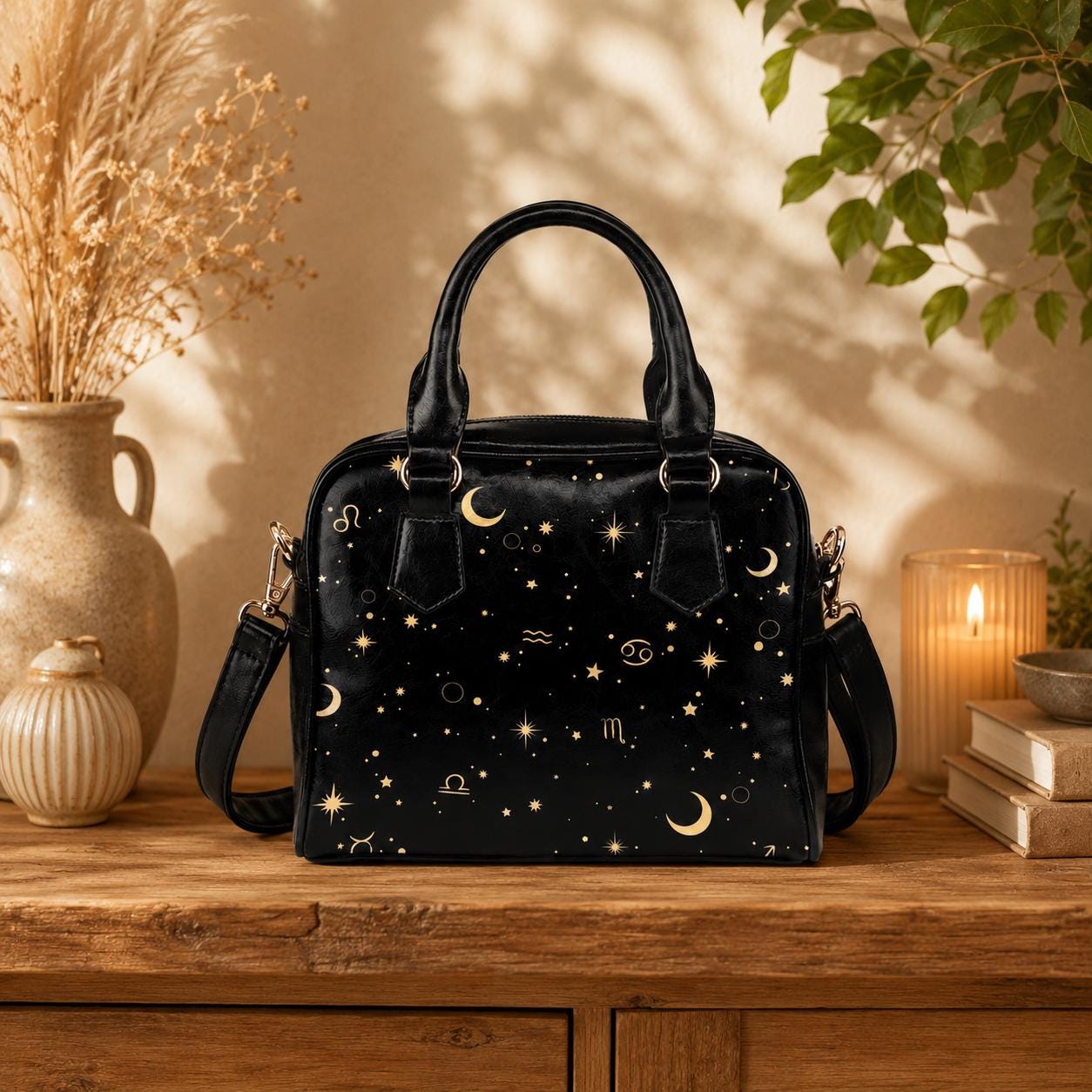Astrology Zodiac Satchel, Celestial Signs Handbag, Witchy Purse