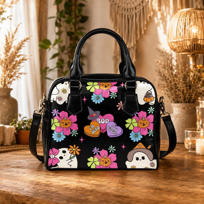 Pastel Ghost Purse, Kawaii Spooky Handbag, Candy Heart Witchy Bowler Bag