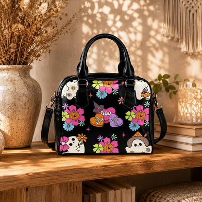 Pastel Ghost Purse, Kawaii Spooky Handbag, Candy Heart Witchy Bowler Bag