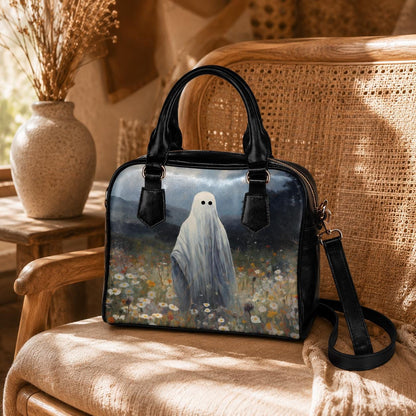 Haunted Meadow Bowler Bag, Gothic Ghost Purse, Dark Cottagecore Handbag, Moody Art Gift