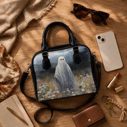 Haunted Meadow Bowler Bag, Gothic Ghost Purse, Dark Cottagecore Handbag, Moody Art Gift