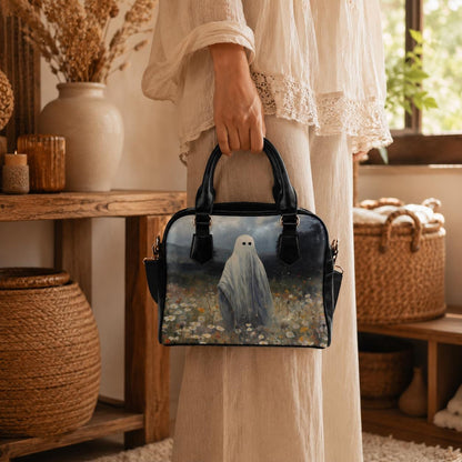 Haunted Meadow Bowler Bag, Gothic Ghost Purse, Dark Cottagecore Handbag, Moody Art Gift
