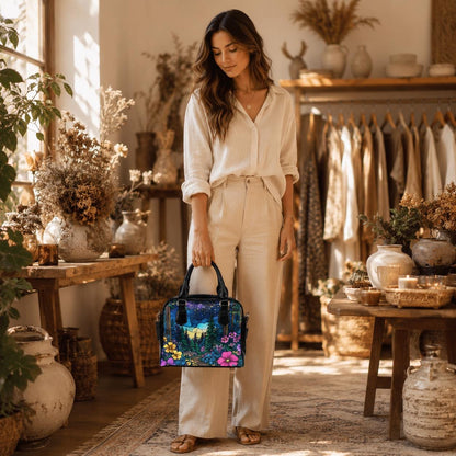 Mountain Wildflower Handbag, Scenic Night Sky Satchel, Forest Trail Shoulder Purse