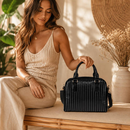 Striped Witchy Satchel Bag, Dark Academia Crossbody Tote for School and Work