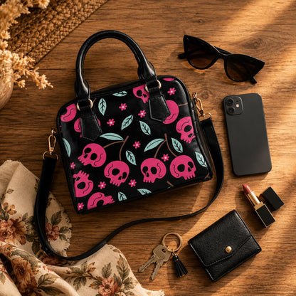 Pink Skull Purse, Cute Goth Handbag, Spooky Tote Bag