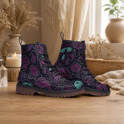 Goblincore Mushroom Boots Vegan Footwear Festival Shoes Unisex Woodland Combat Platform Boots