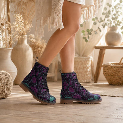 Goblincore Mushroom Boots Vegan Footwear Festival Shoes Unisex Woodland Combat Platform Boots