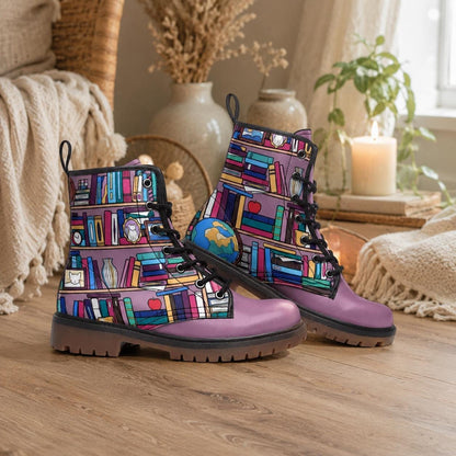 Pastel mushroom combat boots, fairycore lace-up shoes, whimsical cottagecore festival footwear