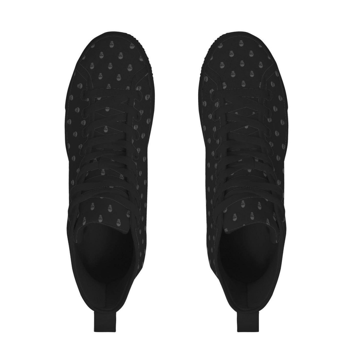 Black Skull Print High Top Sneakers, Gothic Lace Up Alternative Shoes