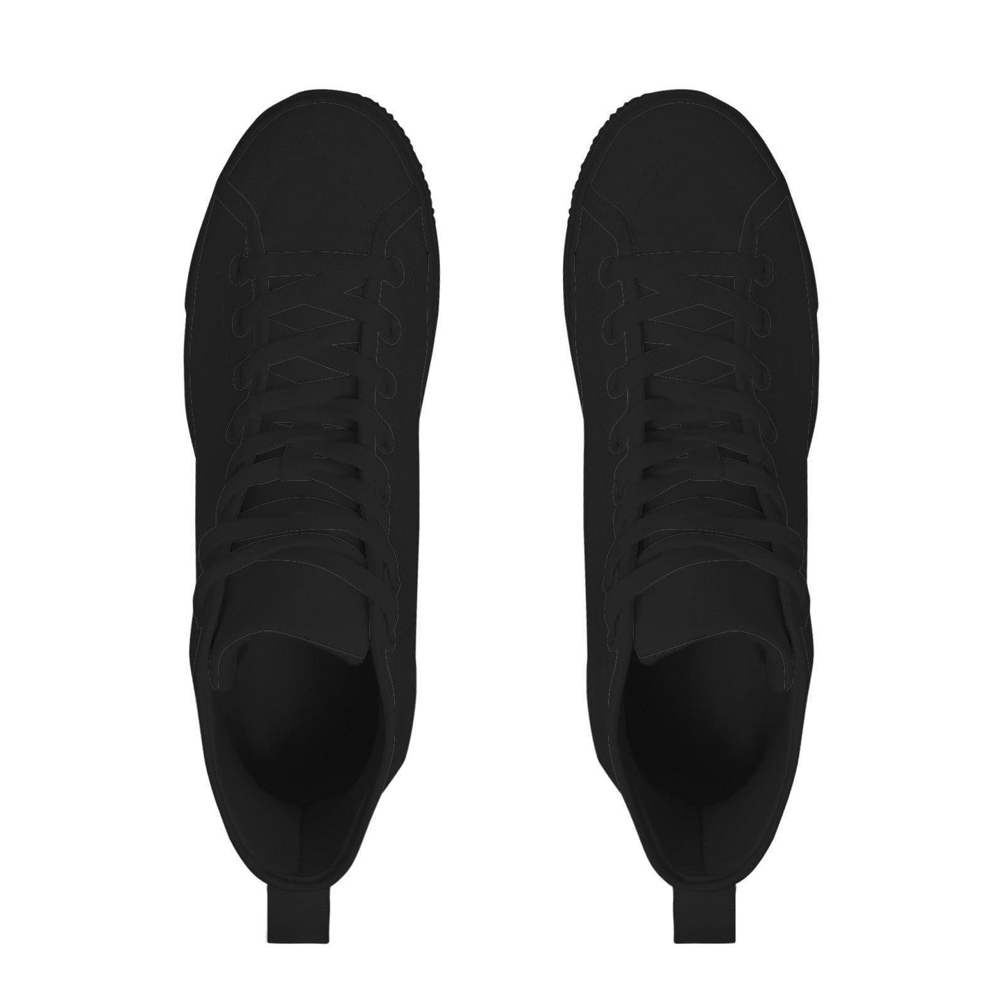 All Black Canvas High Top Sneakers, Minimalist Lace Up Trainers, Everyday Goth Shoes
