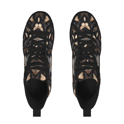Botanical Butterfly High Top Canvas Shoes, Whimsigoth Lace Up Sneakers