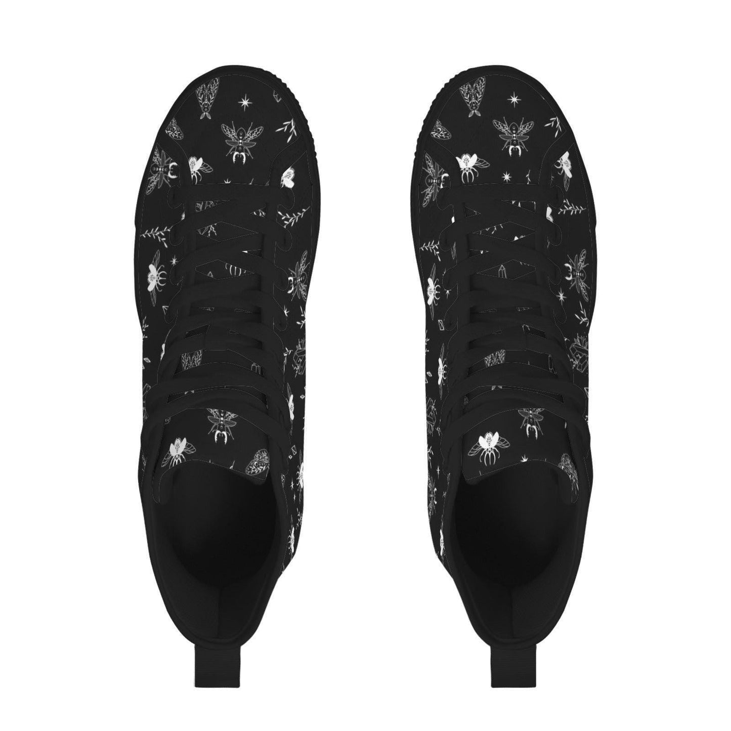 Bee and Botanical Line Art High Top Sneakers in Black