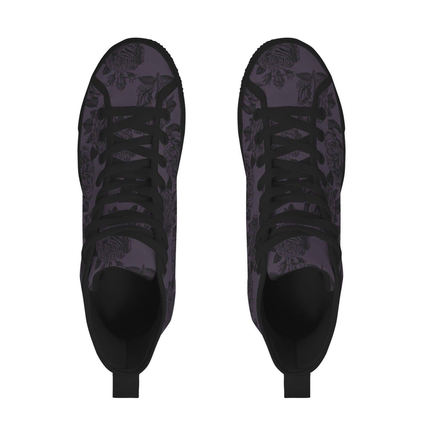 Dark Floral High Top Sneakers, Moody Botanical Canvas Shoes, Whimsigoth Lace Up Tops