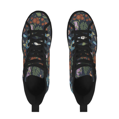 Mushroom Floral High Top Sneakers, Forest Witch Canvas Shoes, Cottagecore Festival Footwear