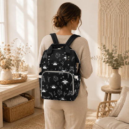 Goth Diaper Bag Backpack, Insect Print Mom Bag, Crystal Nursery Organizer