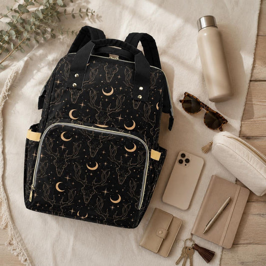 Diaper Bag Backpack, Celestial Deer Print Mom Backpack, Baby Travel Organizer