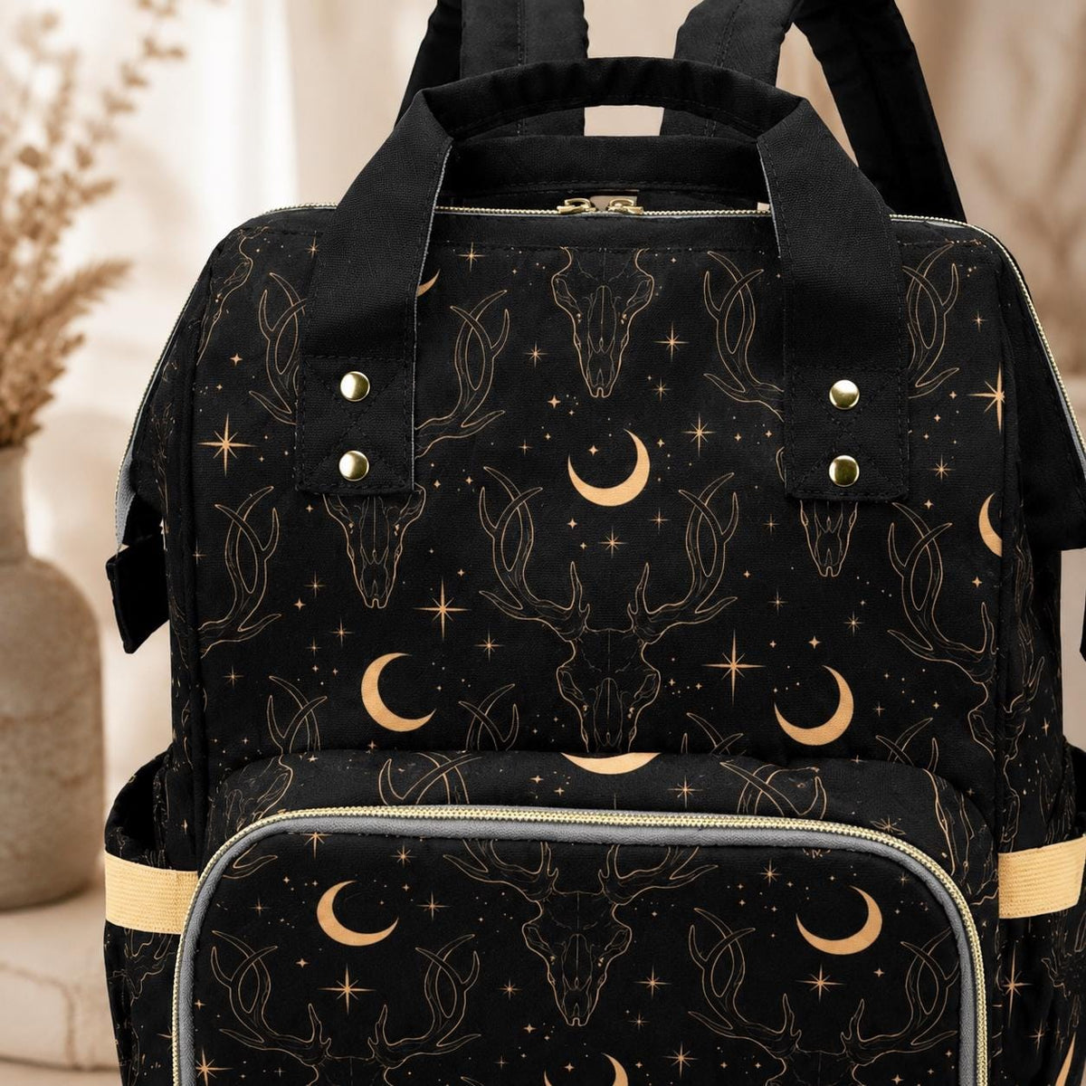 Diaper Bag Backpack, Celestial Deer Print Mom Backpack, Baby Travel Organizer