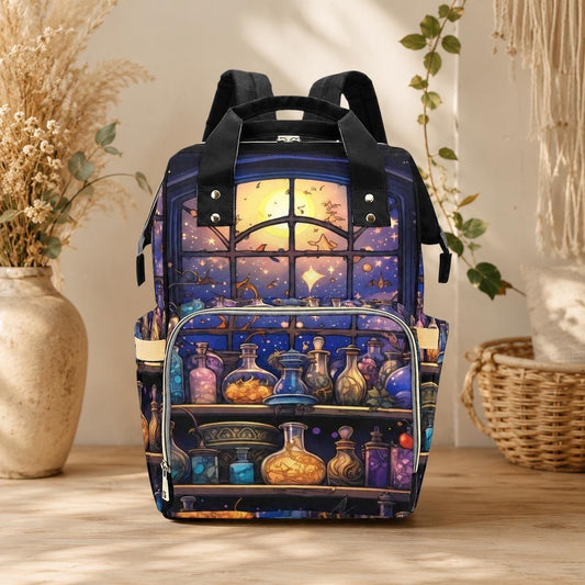 Witchy Diaper Bag Backpack, Apothecary Mom Bag, Celestial Nursery Organizer