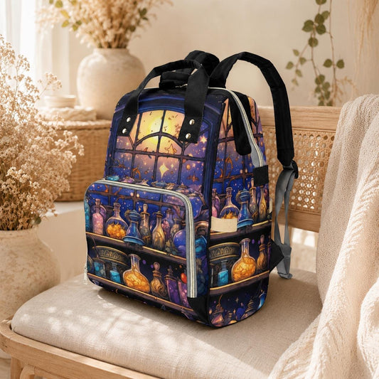 Witchy Diaper Bag Backpack, Apothecary Mom Bag, Celestial Nursery Organizer